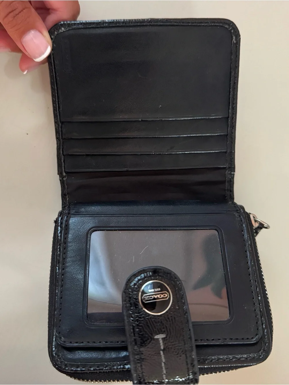 Coach Black and Beige Signature Canvas Wallet